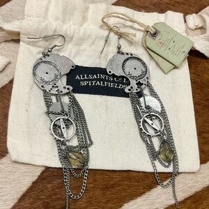 NWT All Saints Odelia Steampunk Earrings in Antique Silver